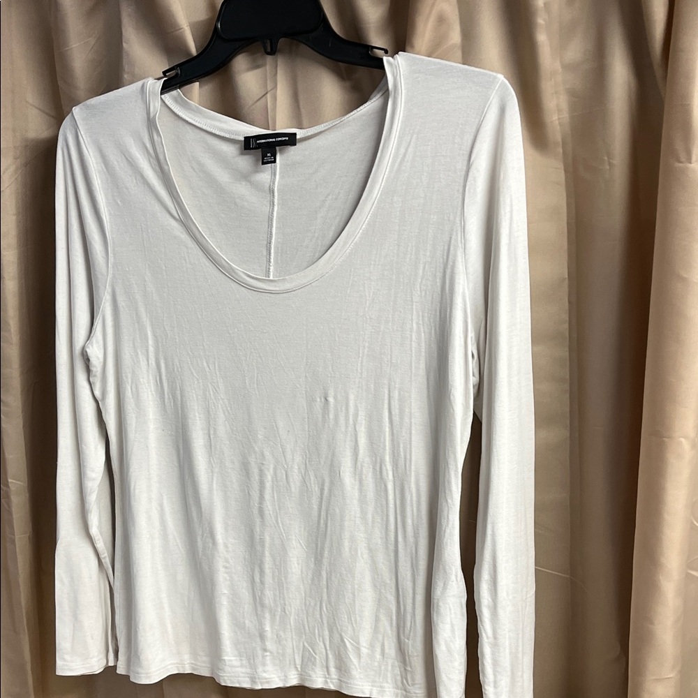 INC International Concepts  off White Long Sleeve Top